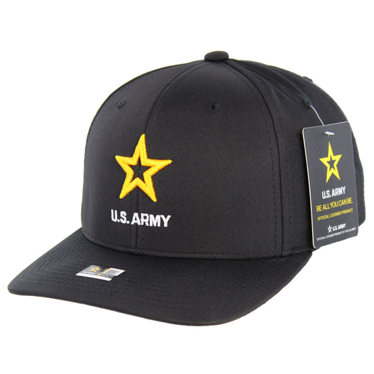 U.S. ARMY, STAR LOGO 6 PANEL CAP - BLACK - 12 PCS