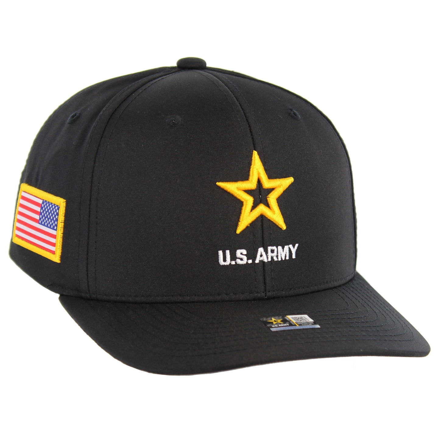 U.S. ARMY, STAR LOGO 6 PANEL CAP - BLACK - 12 PCS