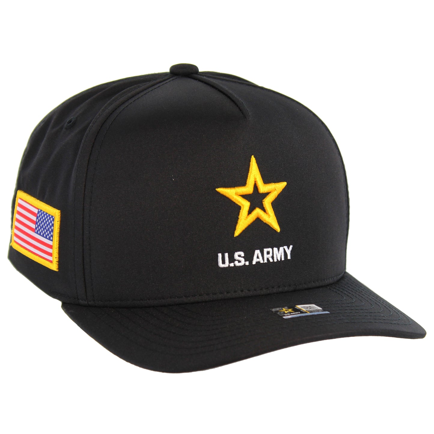 U.S. ARMY, STAR LOGO 5 PANEL CAP - BLACK - 12 PCS