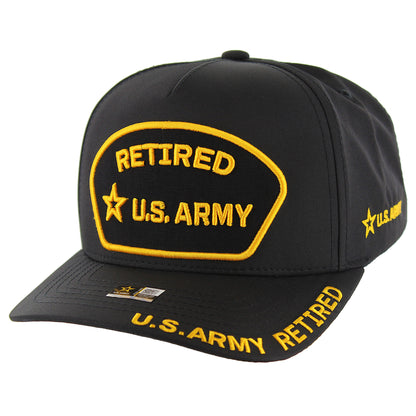 U.S. ARMY CAP, RETIRED ARMY 5 PANEL - BLACK - 12 PCS